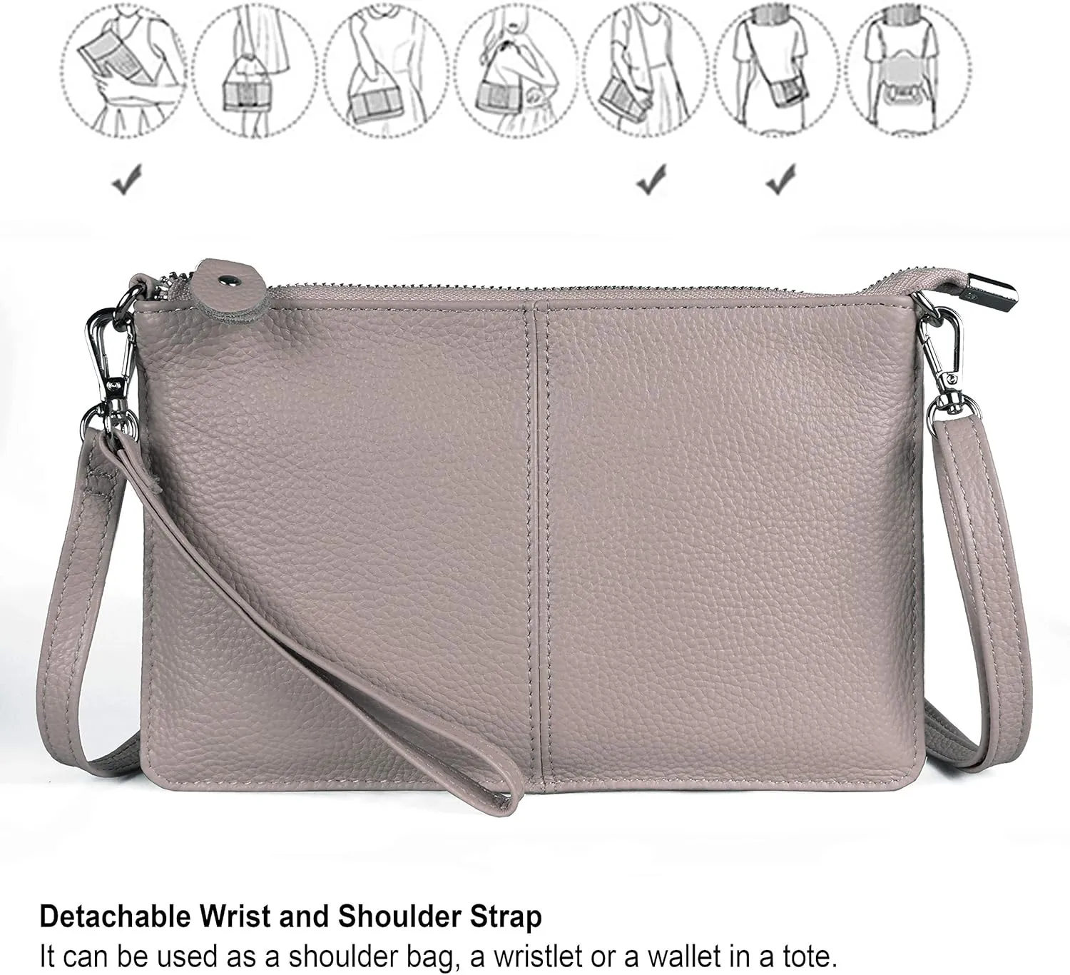befen Genuine Leather Wristlet Clutch Wallet Purses Small Crossbody Bags for Women with RFID Blocking Card Slots
