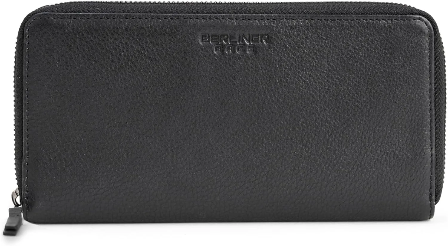 BERLINER BAGS Premium Genuine Leather Wallet Margo, RFID Blocking Credit Card Holder, Slim Womens Wallet, Zip Around Wallet for 13 Cards and ID window, Bills, Coins - Black