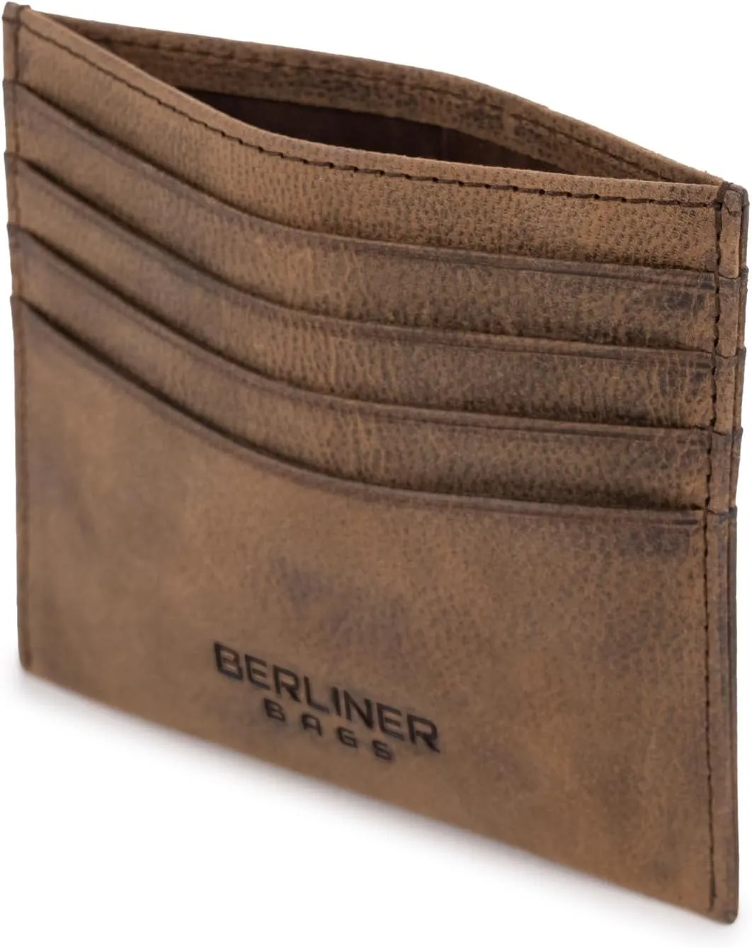 BERLINER BAGS Vintage Genuine Leather Card Wallet, RFID Blocking Card Holder, Front Pocket Wallets, Slim Wallet for Men and Women - Brown