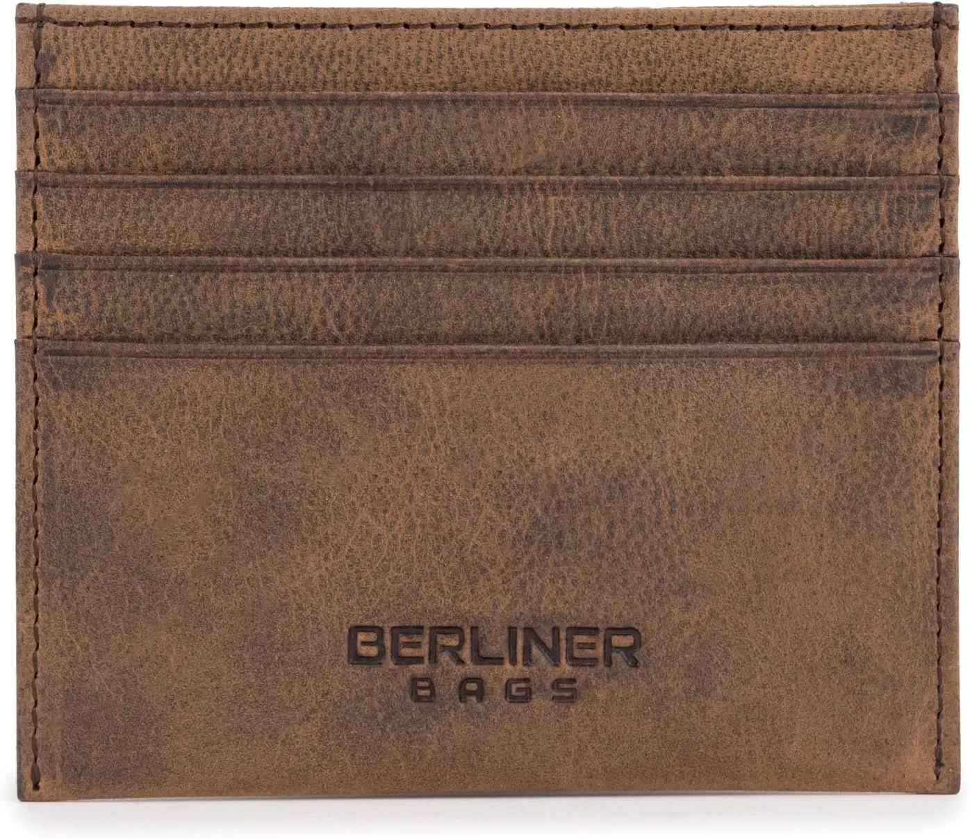 BERLINER BAGS Vintage Genuine Leather Card Wallet, RFID Blocking Card Holder, Front Pocket Wallets, Slim Wallet for Men and Women - Brown