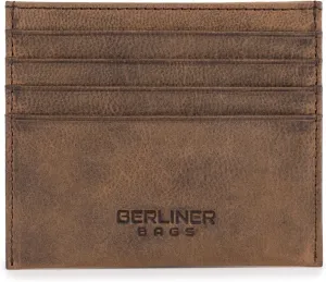 BERLINER BAGS Vintage Genuine Leather Card Wallet, RFID Blocking Card Holder, Front Pocket Wallets, Slim Wallet for Men and Women - Brown