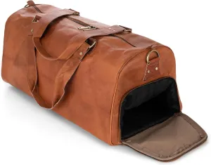 Berliner Bags Vintage Genuine Leather Duffle Bag Oslo for Travel or the Gym, Weekender, Travel Bag with Shoe Compartment, Overnight Bag for Men and Women - Brown