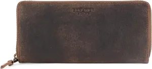 BERLINER BAGS Vintage Genuine Leather Wallet Palma, RFID Blocking Credit Card Holder, Slim Womens Wallet, Zip Around Wallet for 14 Cards, Bills, Coins, ID Window - Brown