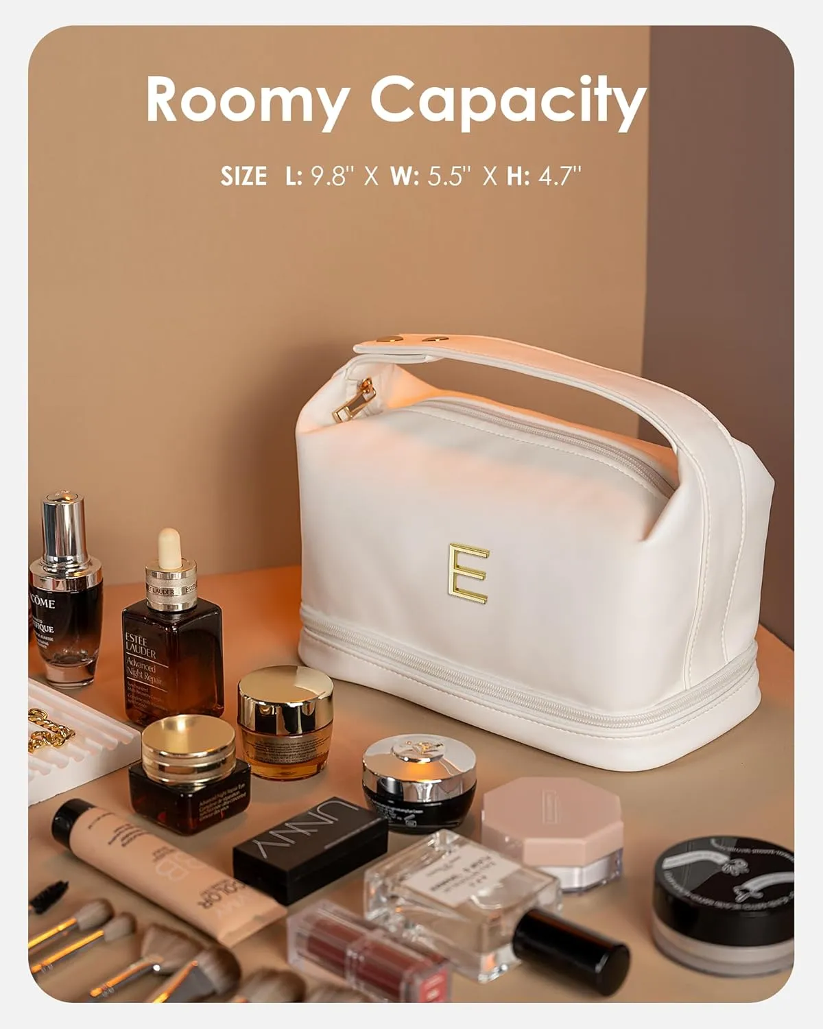 Birthday Gifts for Women, Personalized Gifts, Makeup Bags with Handle, Double Layer Cosmetic Bag, PU Leather Makeup Bags Travel Toiletry Bag, Gifts for Coworkers Teen Girls