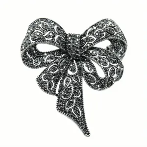Black Bow Brooch Pin