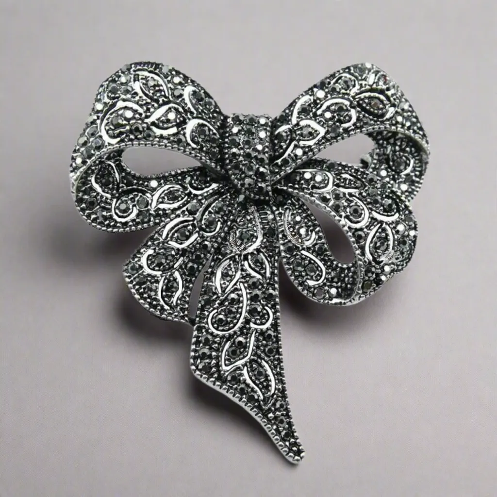 Black Bow Brooch Pin