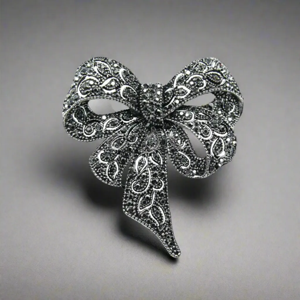 Black Bow Brooch Pin