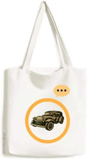 Black Classic Cars Outline Pattern Expression Gift Sack Canvas Tote Shoulder Bag