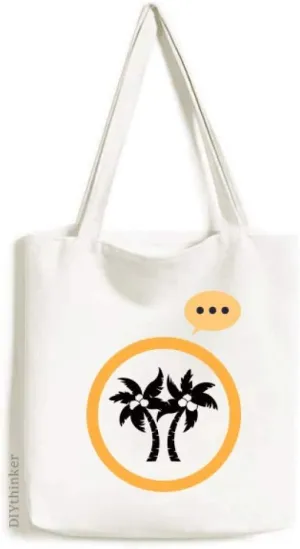 Black Coconut Tree Plant Outline Expression Gift Sack Canvas Tote Shoulder Bag