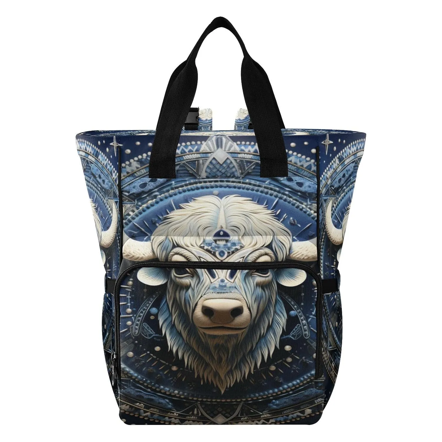 Blue Cool Bison Diaper Bag Travel Backpack Large Capacity Tote Mom Bags for Dad Women Girls