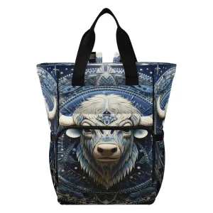 Blue Cool Bison Diaper Bag Travel Backpack Large Capacity Tote Mom Bags for Dad Women Girls