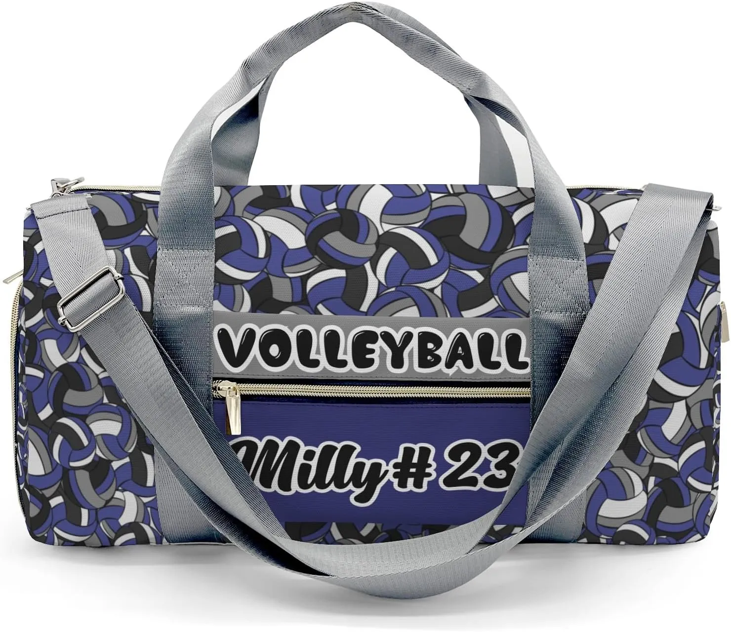 Blue Grey Black Volleyball Customized Duffel Bags Weekender Overnight Bag Travel Bag Personalized Gift Gym Bags School Bag