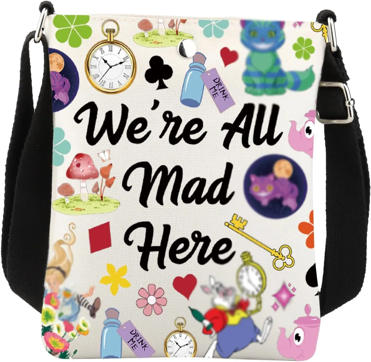 BNQL Alices Crossbody Bag Princess Alices Gifts Alices Inspired Gift Alices and Wonderland Gifts We're All Mad Here Cell Phone Purse