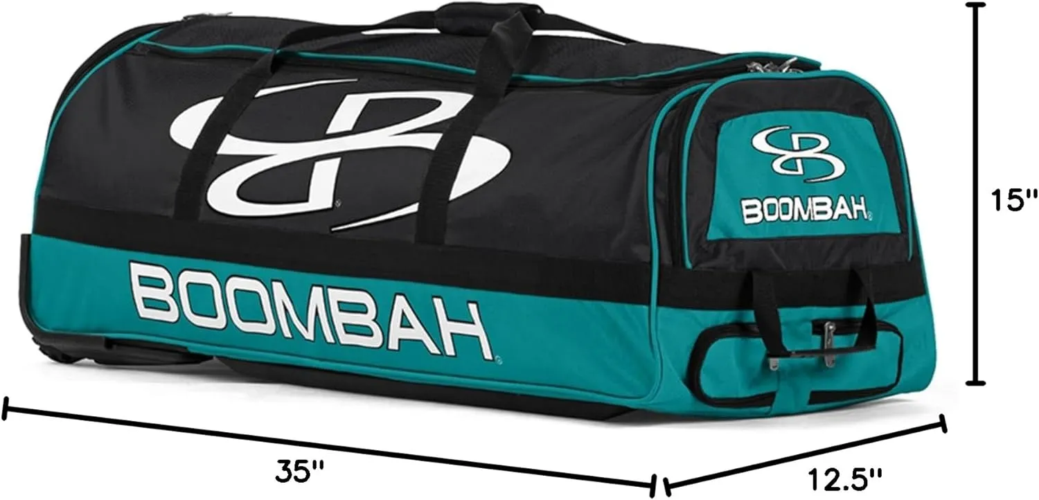 Boombah Brute Rolling Bat Bag - 35" x 15" x 12-1/2" - Multiple Color Options - Holds 4 Bats and Room for Gear - Wheeled Bag