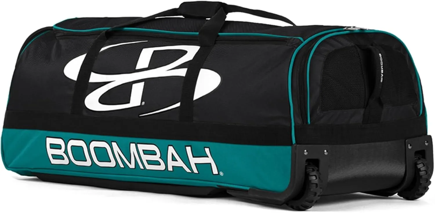 Boombah Brute Rolling Bat Bag - 35" x 15" x 12-1/2" - Multiple Color Options - Holds 4 Bats and Room for Gear - Wheeled Bag