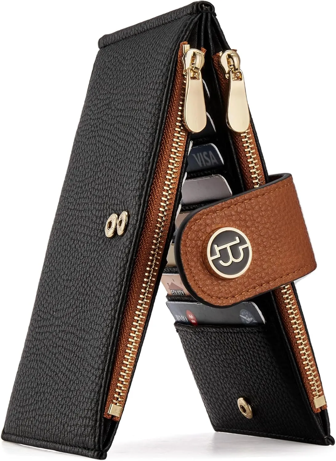 BOSTANTEN Leather Wallets for Women RFID Blocking Slim Bofild Purse Card Holder with Zipper Pocket