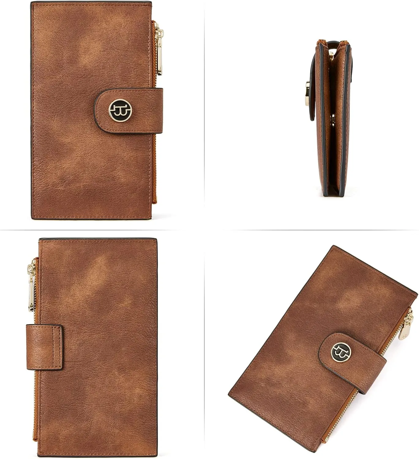 BOSTANTEN Leather Wallets for Women RFID Blocking Slim Bofild Purse Card Holder with Zipper Pocket