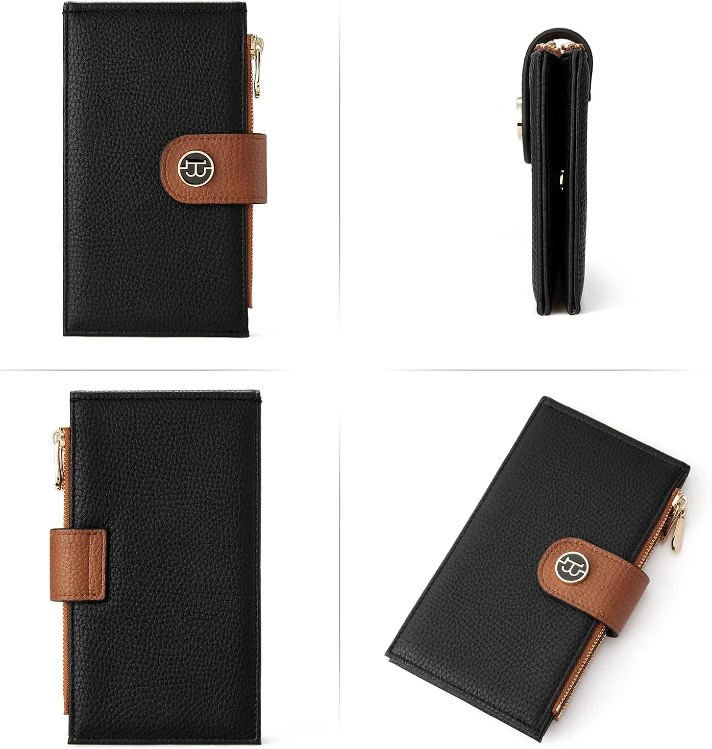 BOSTANTEN Leather Wallets for Women RFID Blocking Slim Bofild Purse Card Holder with Zipper Pocket