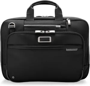 Briggs & Riley Medium Expandable Briefcase - Laptop Bag for Work & Travel, Briefcases for Men & Women, Includes Shoulder Strap, Self-Repairing Zipper, Fits up to 15" Computer - @work Collection, Black