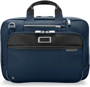 Briggs & Riley Medium Expandable Briefcase - Laptop Bag for Work & Travel, Briefcases for Men & Women, Includes Shoulder Strap, Self-Repairing Zipper, Fits up to 15" Computer - @work Collection, Navy