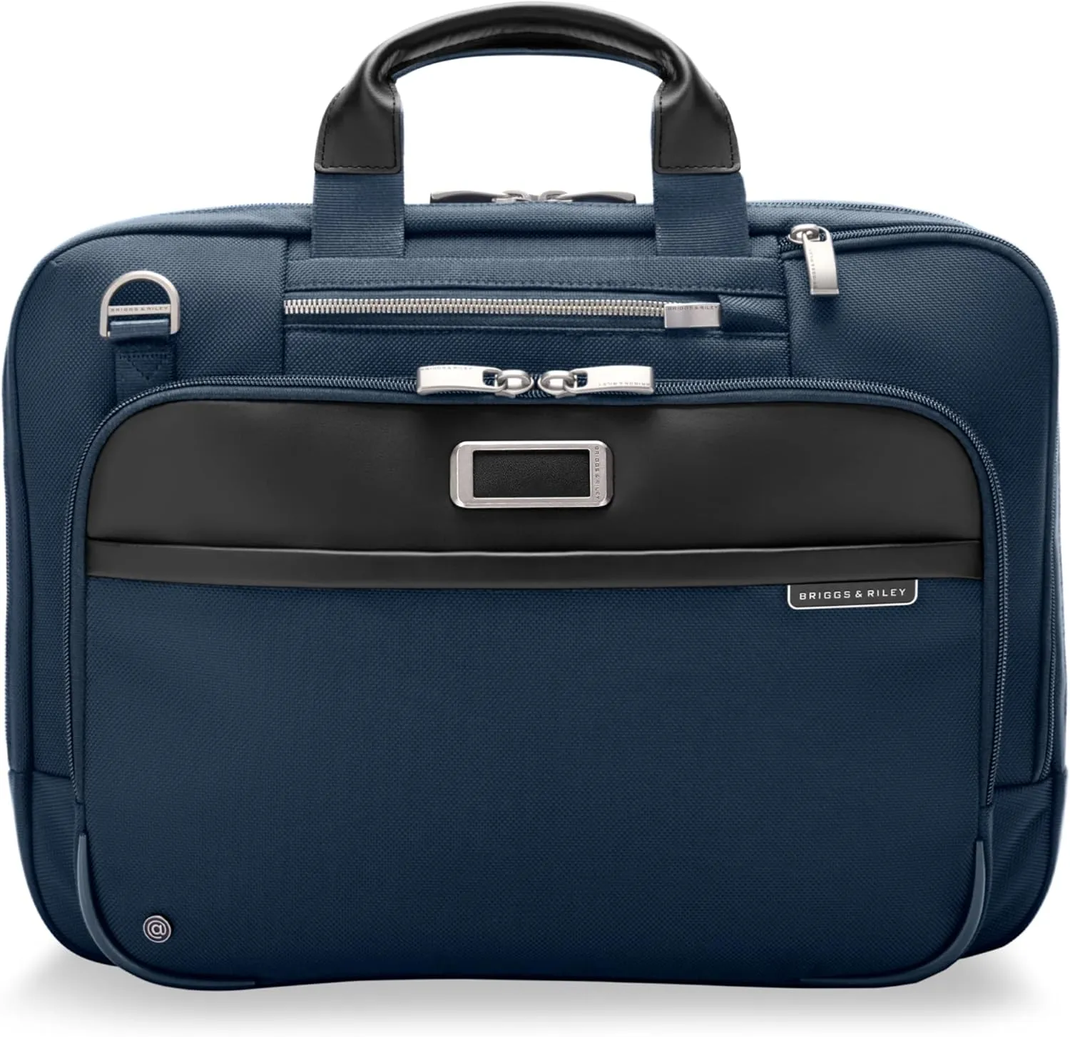Briggs & Riley Medium Expandable Briefcase - Laptop Bag for Work & Travel, Briefcases for Men & Women, Includes Shoulder Strap, Self-Repairing Zipper, Fits up to 15" Computer - @work Collection, Navy