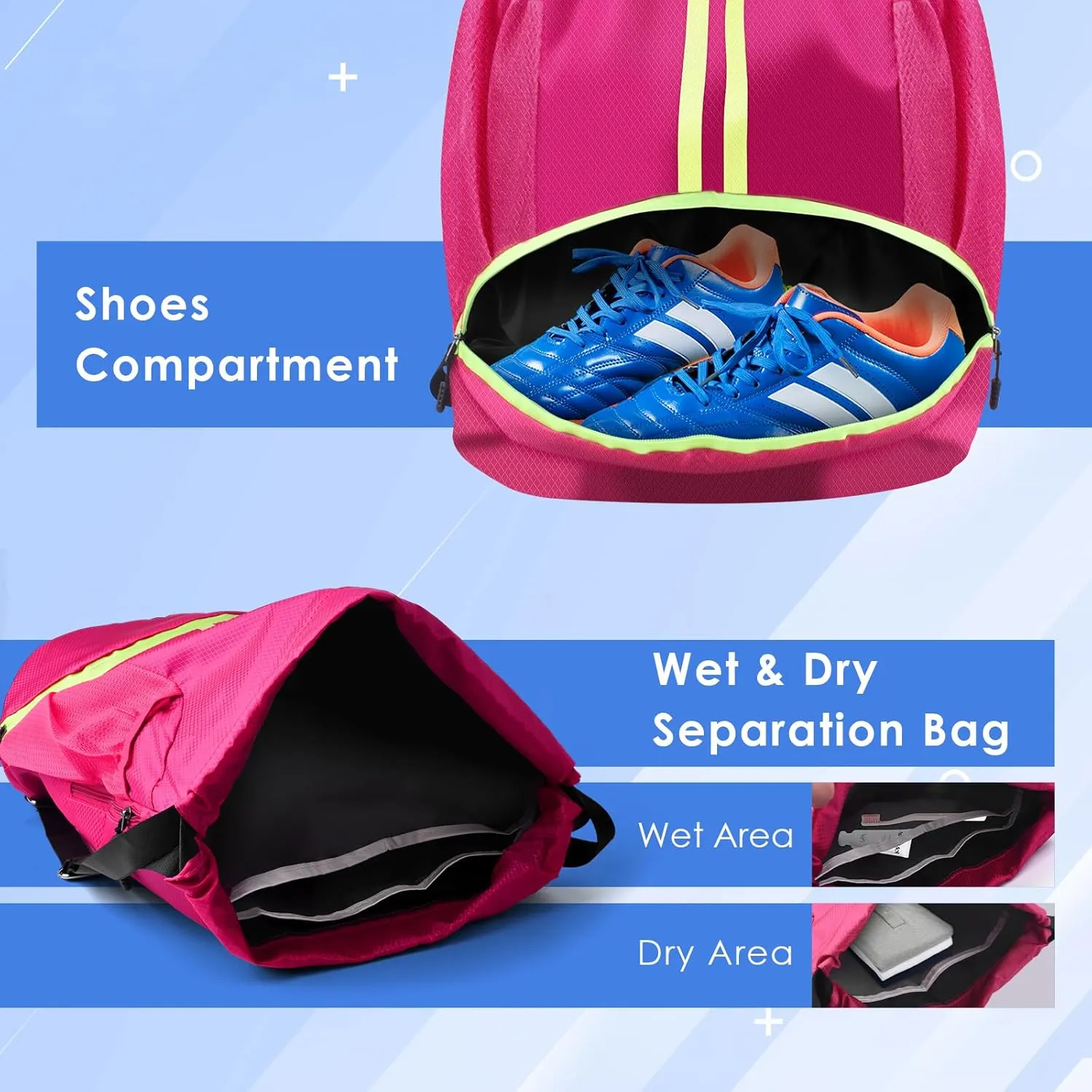 BROTOU Soccer Bags, Football Backpack, Volleyball Bag, Drawstring Soccer Backpack with Ball and Shoe Compartment