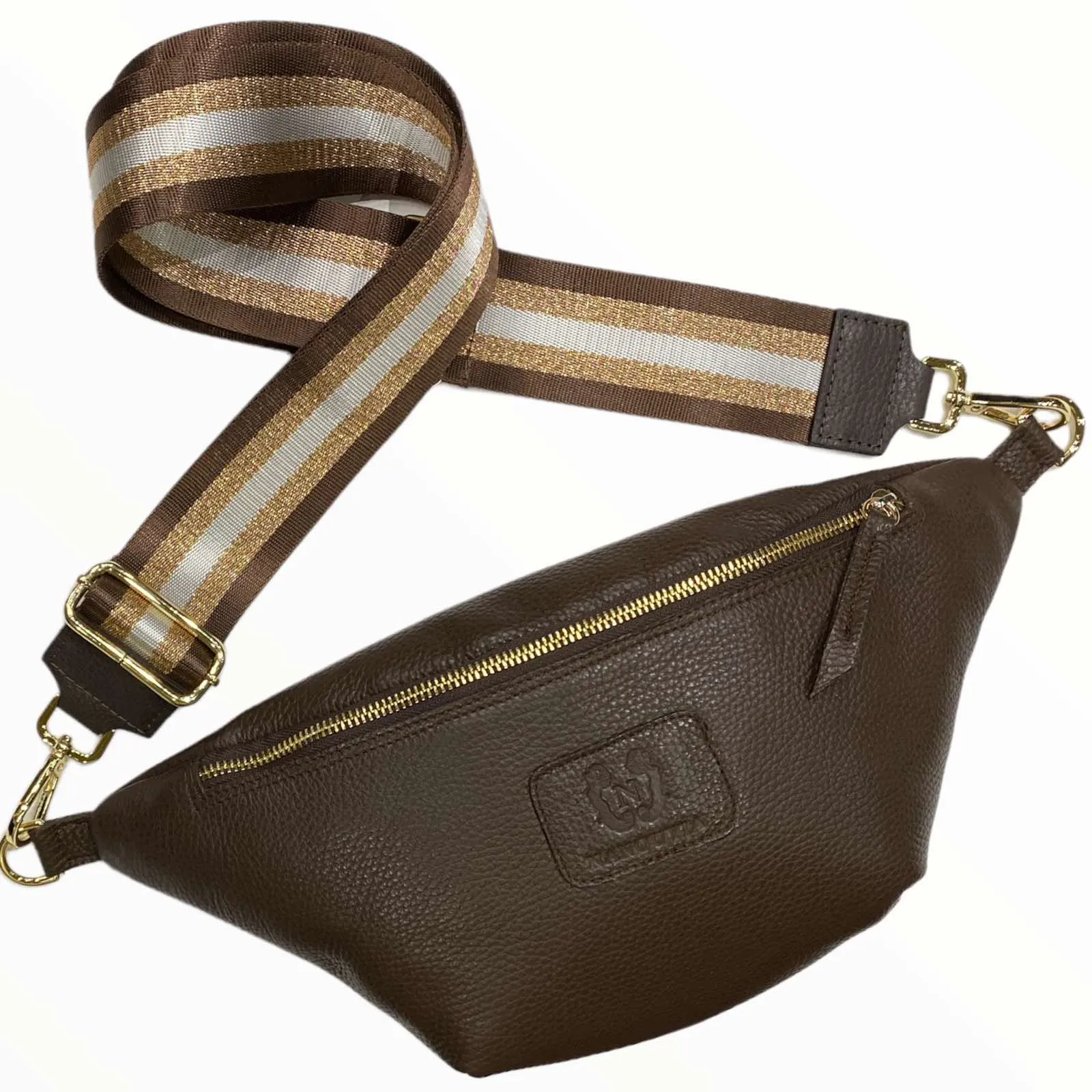Brown leather belt bag