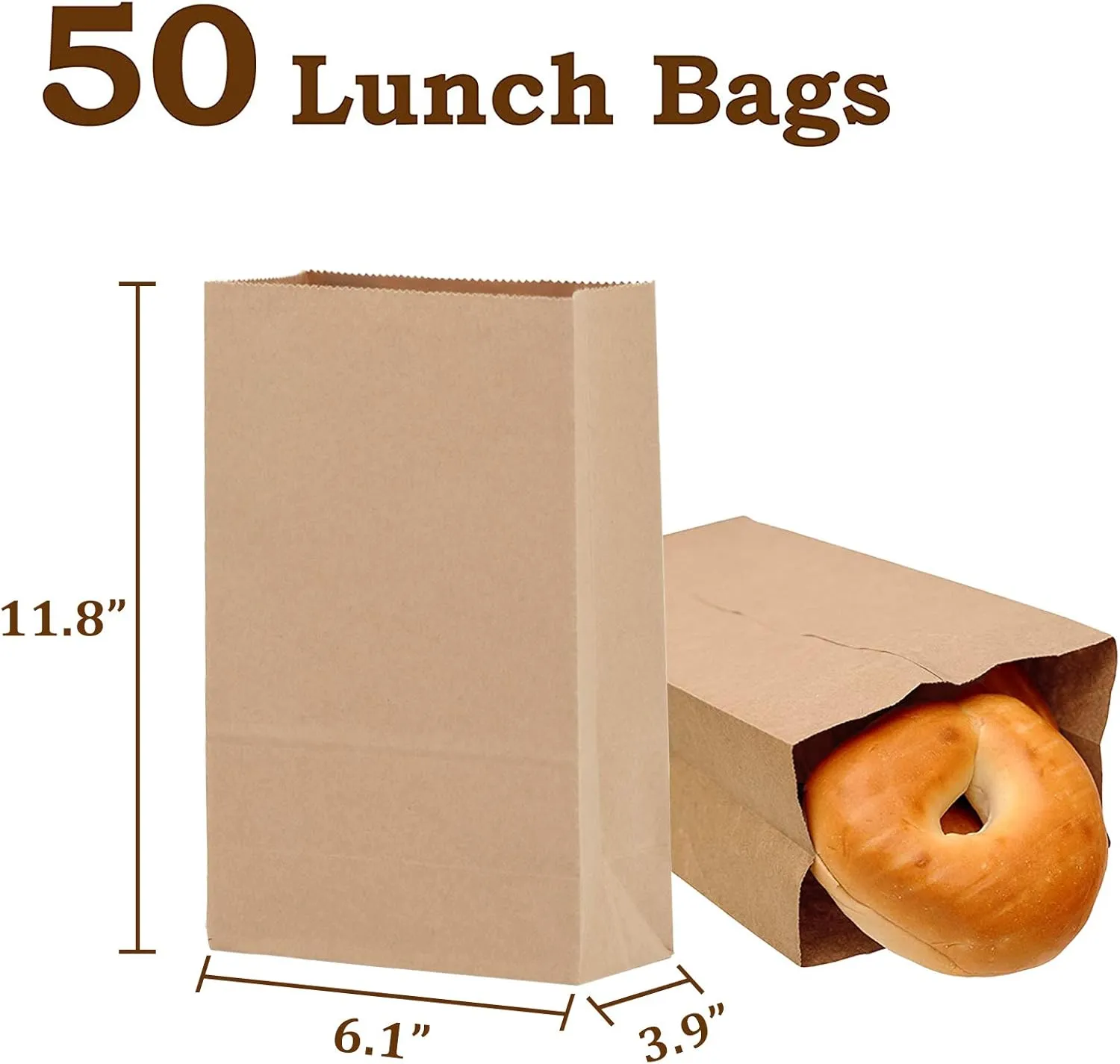 Brown Paper Lunch Bags for Small Business (200 Count)