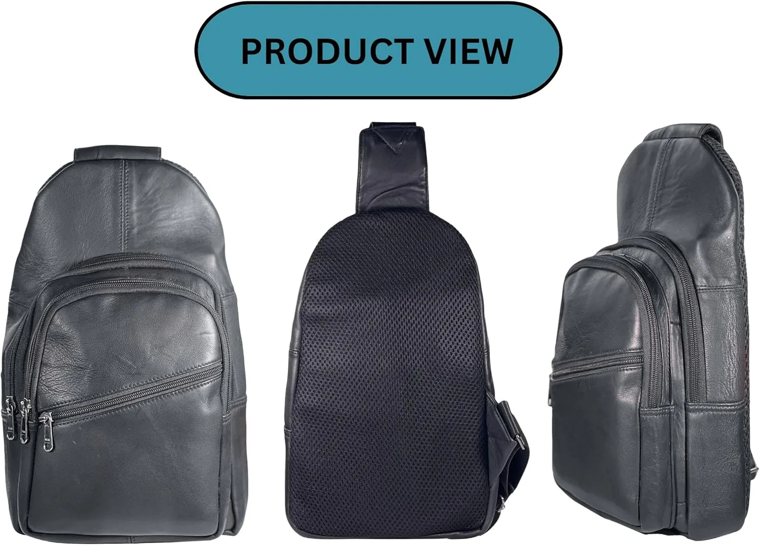 Bullz Crossbody Backpack Travel Hiking Chest Bag Daypack Leather Sling Bag for Men and Women (Black)