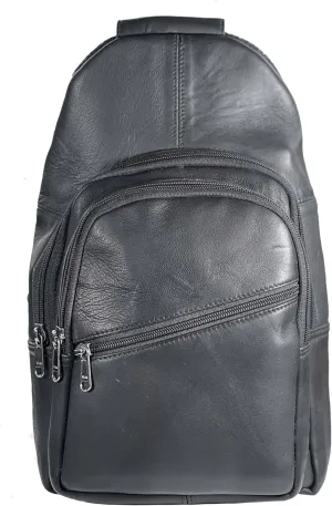Bullz Crossbody Backpack Travel Hiking Chest Bag Daypack Leather Sling Bag for Men and Women (Black)