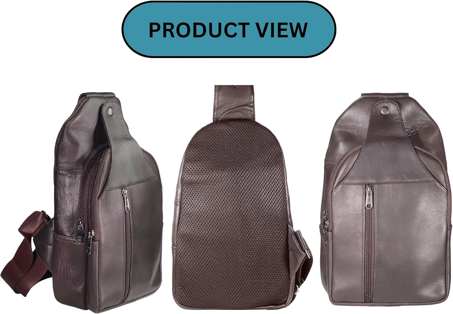 Bullz Crossbody Backpack Travel Hiking Chest Bag Daypack Leather Sling Bag for Men and Women (Brown)