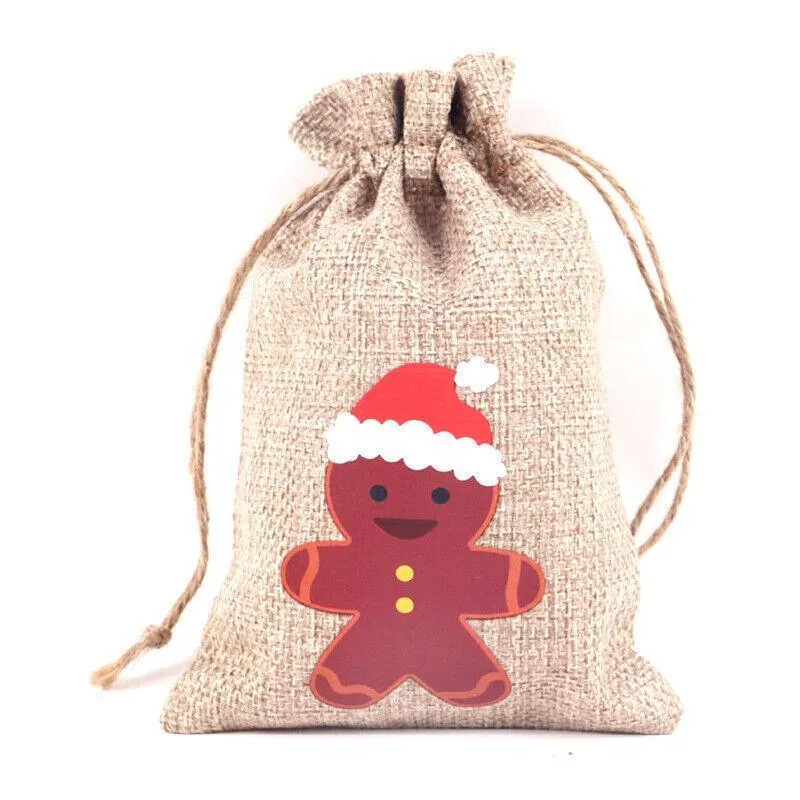 Burlap Christmas Gift Candy Bags 12PCS 6Styles