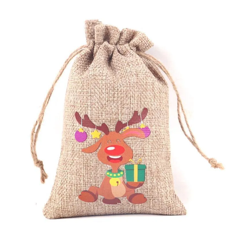 Burlap Christmas Gift Candy Bags 12PCS 6Styles