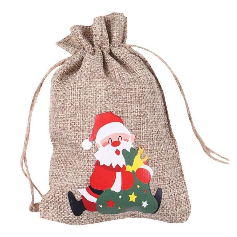 Burlap Christmas Gift Candy Bags 12PCS 6Styles