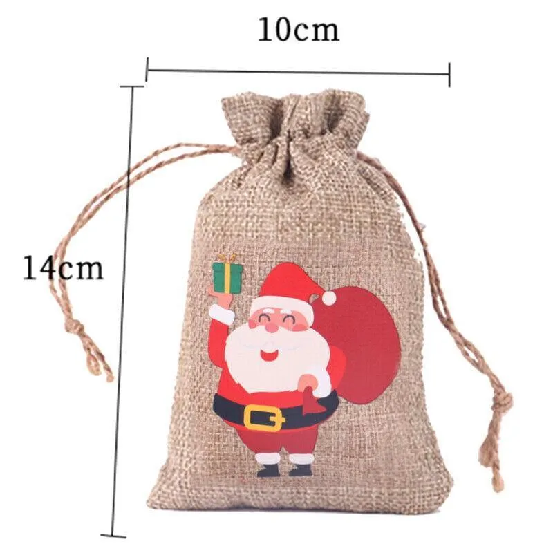 Burlap Christmas Gift Candy Bags 12PCS 6Styles