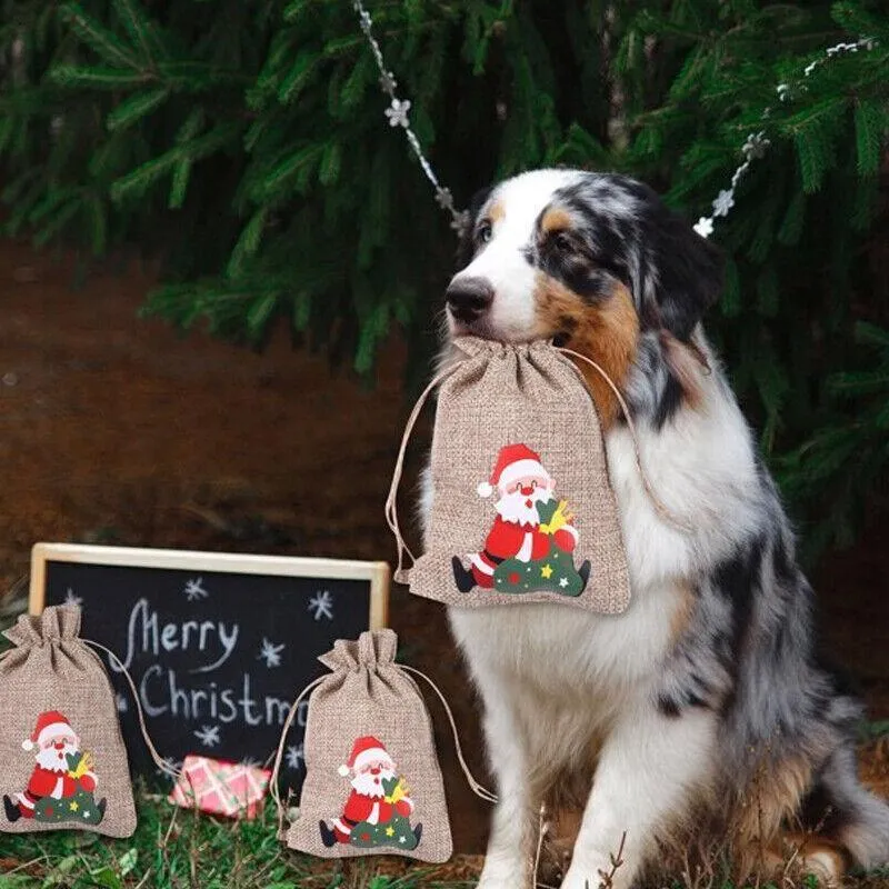 Burlap Christmas Gift Candy Bags 12PCS 6Styles