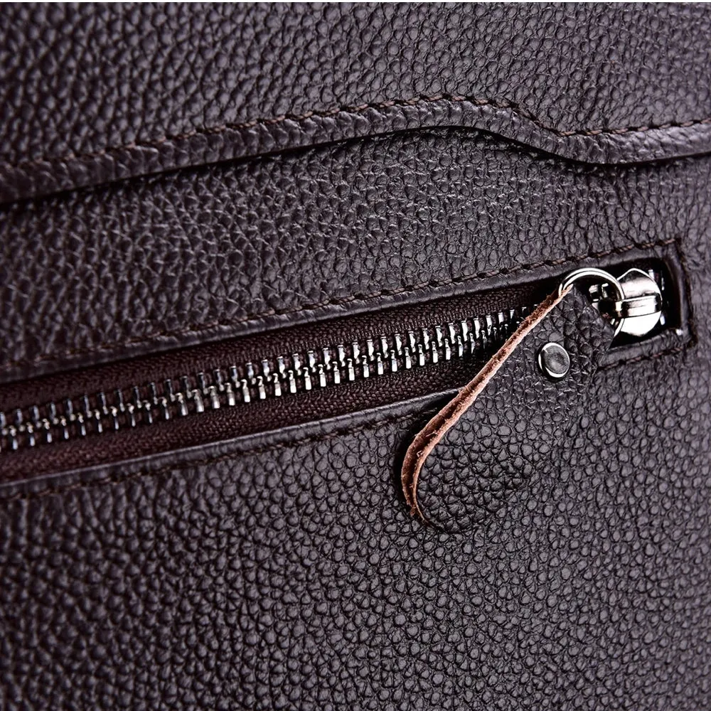 Business Briefcases Men Cowhide Leather Fit 14'' Laptop Bag