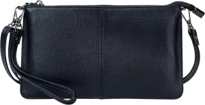 Bveyzi Genuine Leather Wristlet Purses for Women, Envelope Clutch Wallet Small Crossbody Bags for Dressy Evening