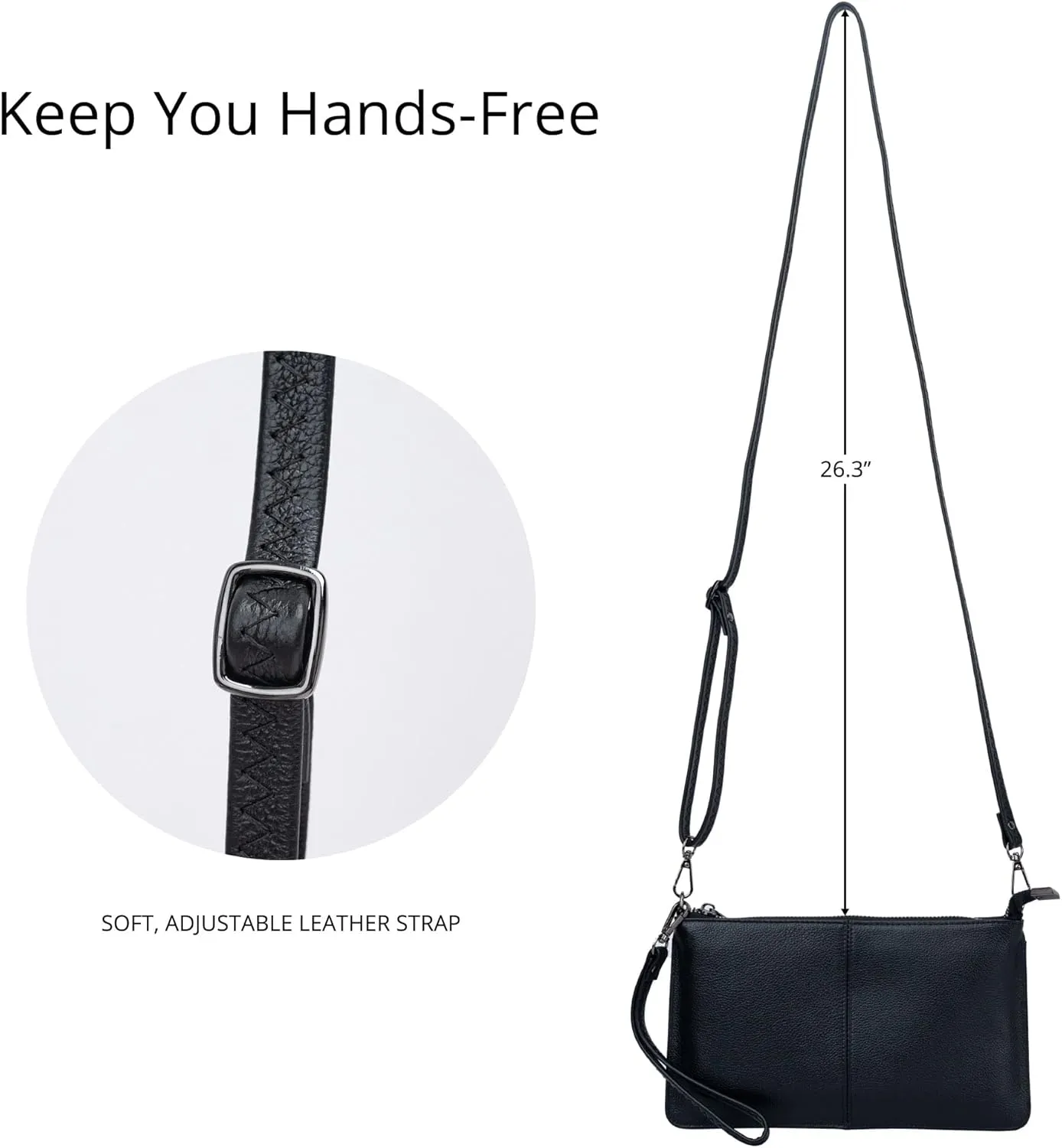 Bveyzi Genuine Leather Wristlet Purses for Women, Envelope Clutch Wallet Small Crossbody Bags for Dressy Evening