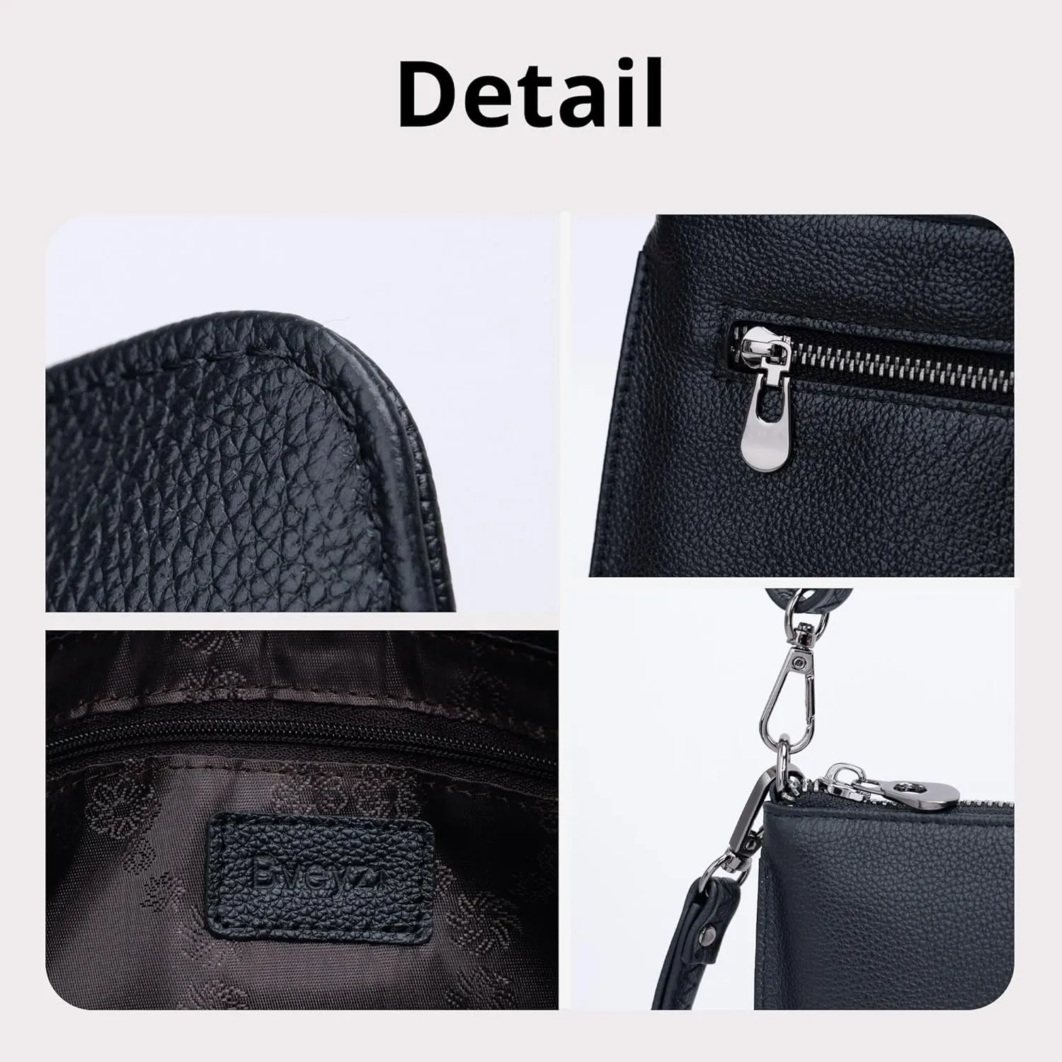 Bveyzi Genuine Leather Wristlet Purses for Women, Envelope Clutch Wallet Small Crossbody Bags for Dressy Evening