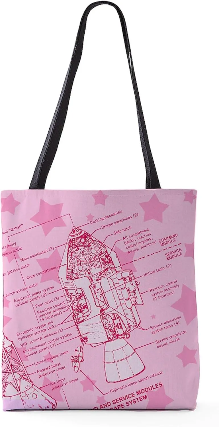 CafePress Space Capsule Pink_B 18"x18" Reusable Grocery Shopping Sling Tote Bag