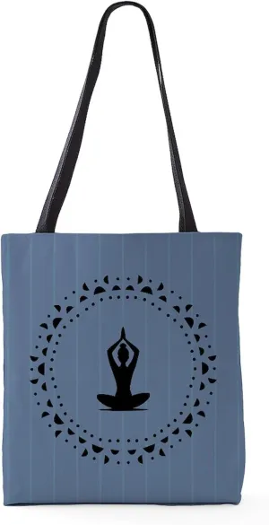 CafePress Yoga Pose Silhouette 18"x18" Reusable Grocery Shopping Sling Tote Bag