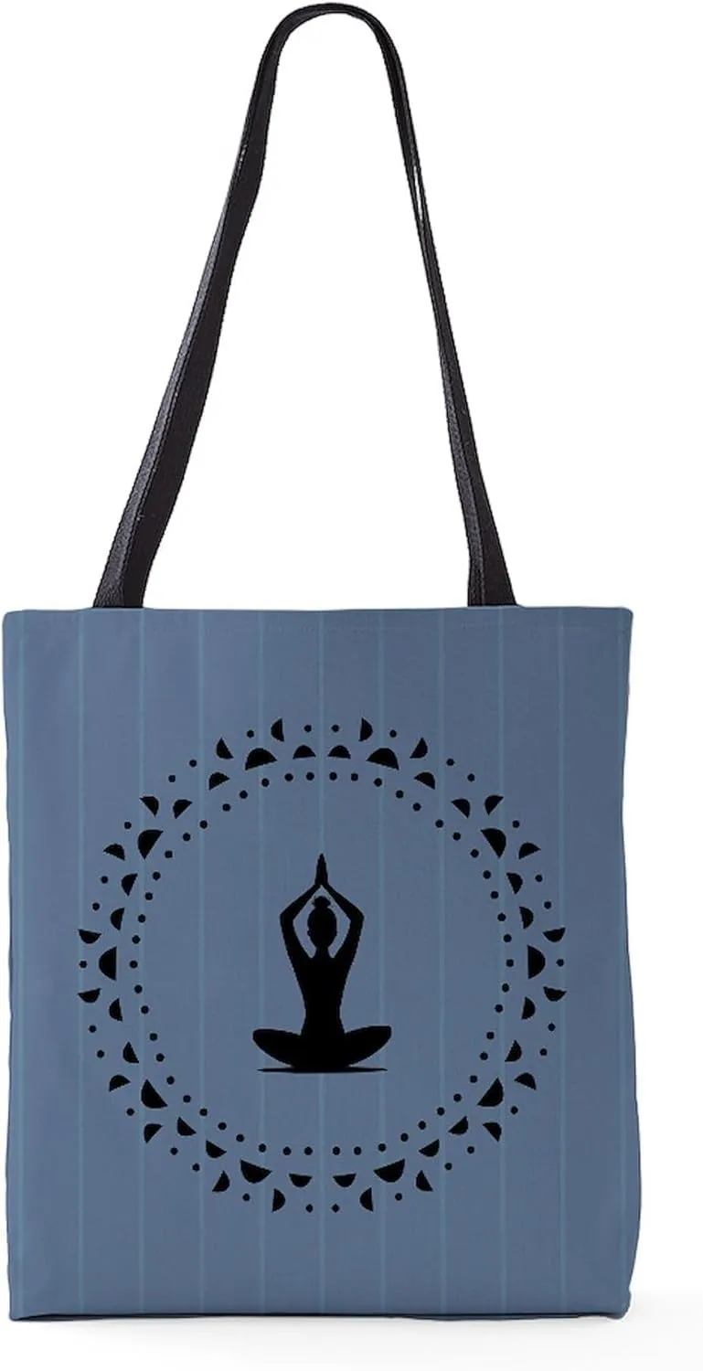 CafePress Yoga Pose Silhouette 18"x18" Reusable Grocery Shopping Sling Tote Bag