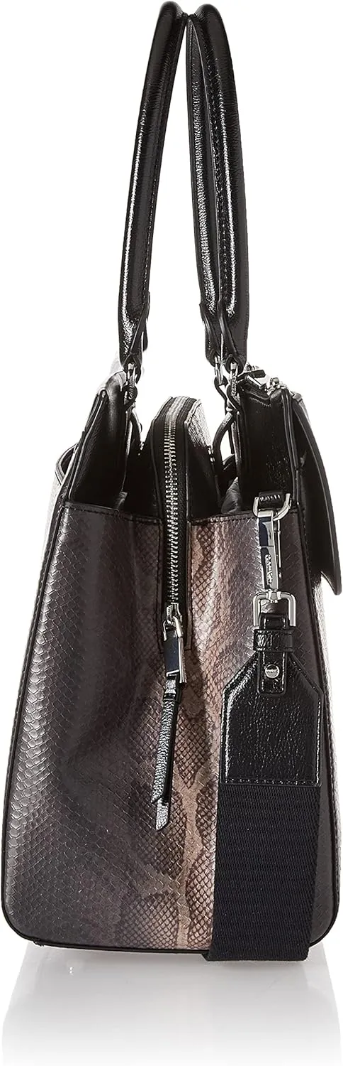 Calvin Klein Becky Tote Bag – 2 in 1, Vegan Leather, Monogram, 3 Pockets