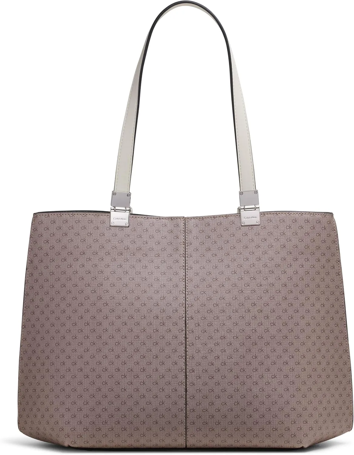 Calvin Klein Granite Geometric Tote Bag – Vegan Leather, Monogram, 3 Pockets