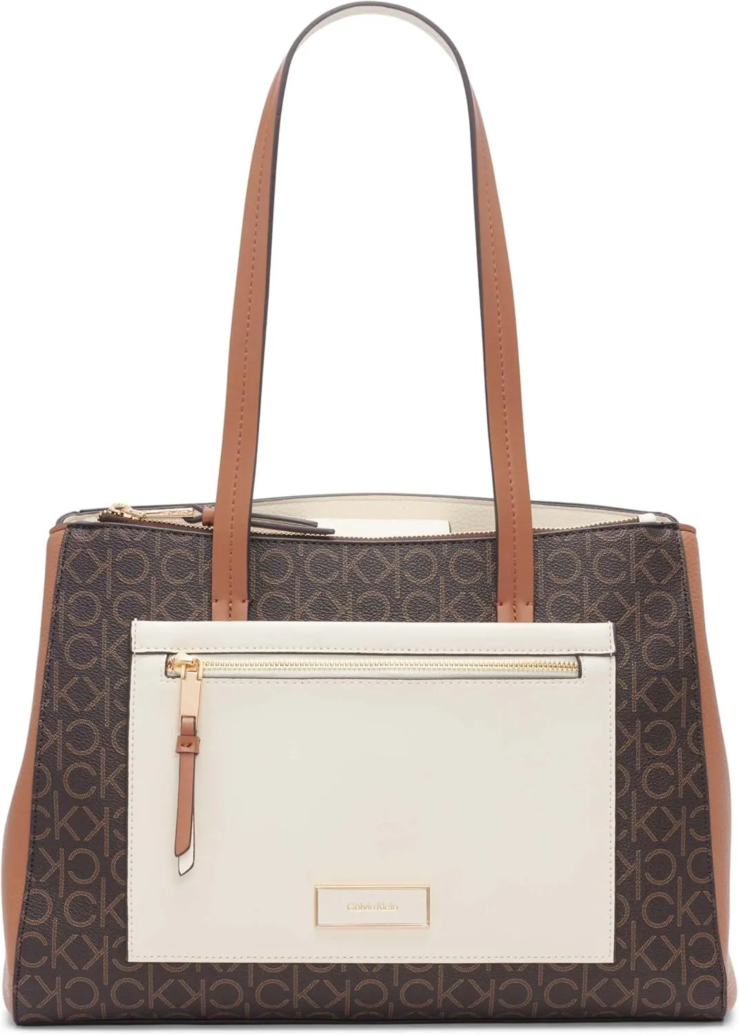 Calvin Klein Women's Hadley Tote Bag – 2 in 1, Vegan Leather, 5 Pockets