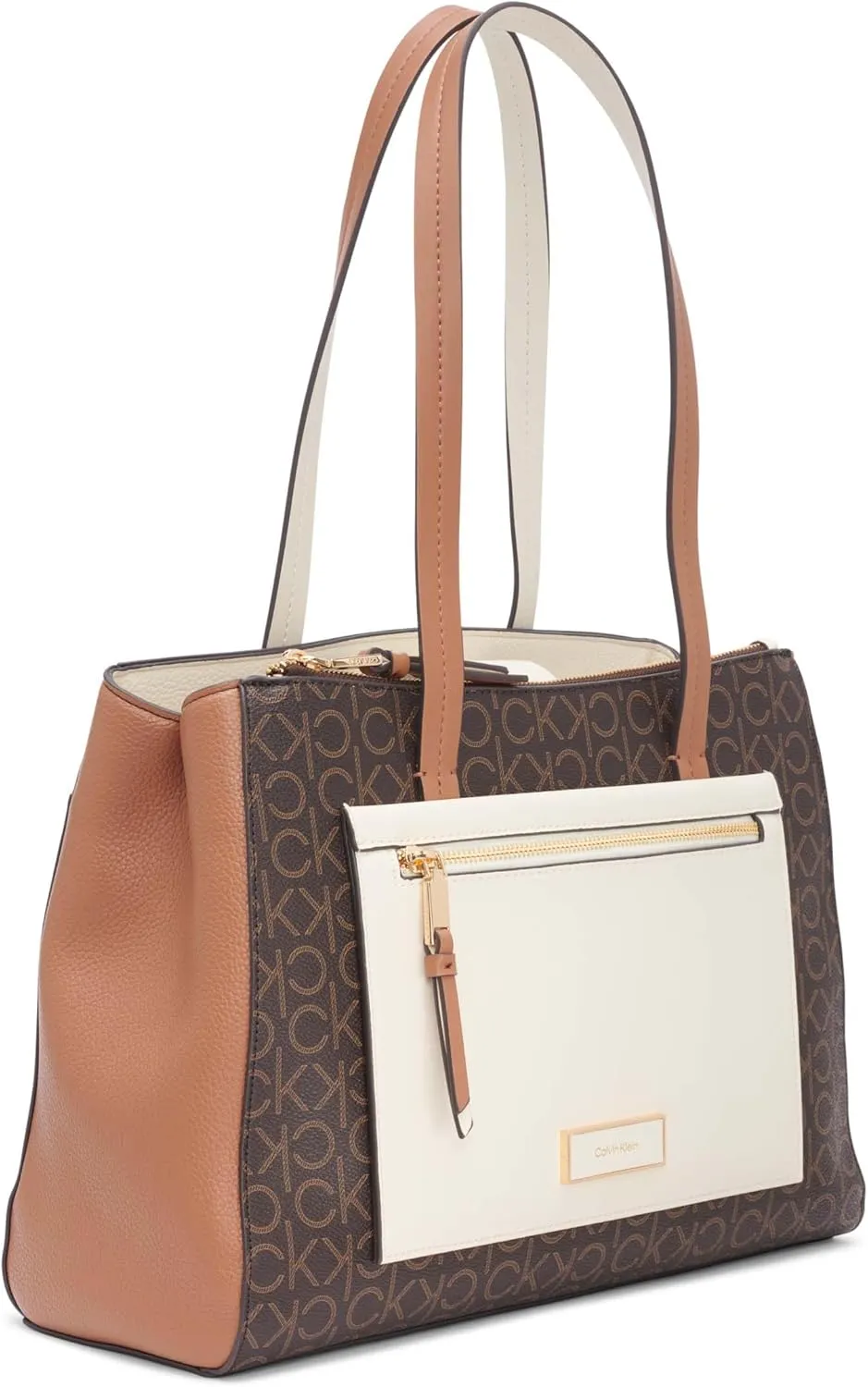 Calvin Klein Women's Hadley Tote Bag – 2 in 1, Vegan Leather, 5 Pockets