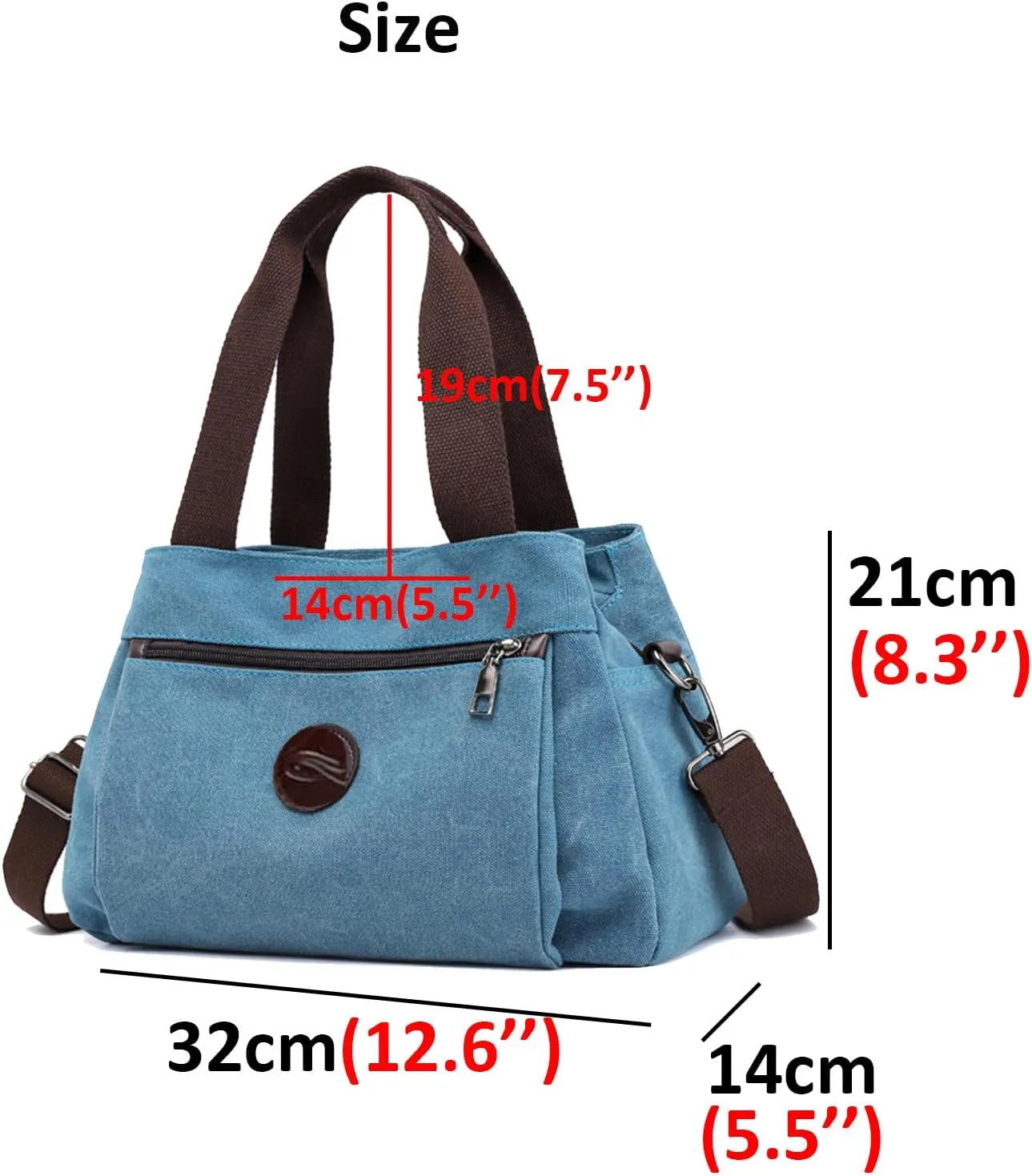 Canvas Hobo Crossbody Bag for Women - Multi-Compartment Tote Purse Campare with Adjustable Strap Hangbags Bags