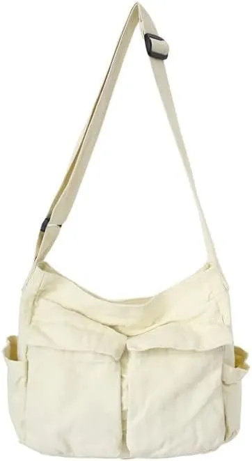 Canvas Messenger Vintage Bag Letter Pattern Crossbody Bag Emo Goth Shoulder Satchels Y2K Harajuku Bag Grunge Handbag