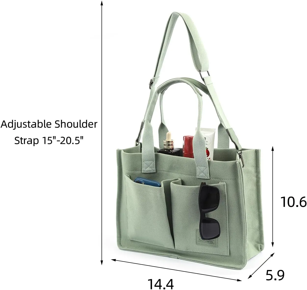 Canvas Tote Bag for Women, Large Laptop Travel Tote Handbag Totes with Crossbody Shoulder Teachers Reusable Grocery Bags